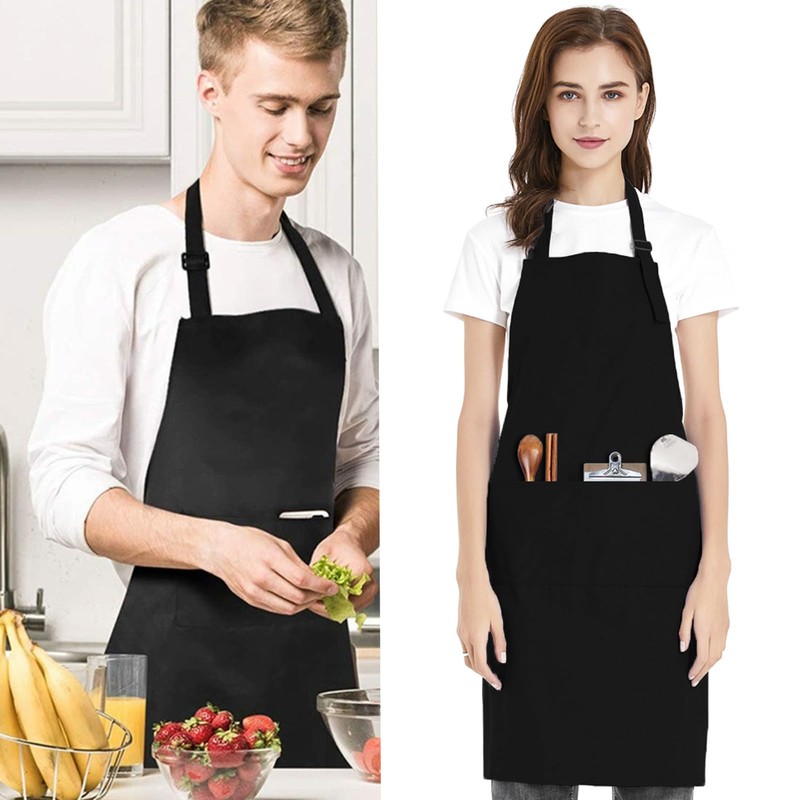 YONEEKSS 2 Pack Kitchen Apron Adjustable Bib Apron with 2