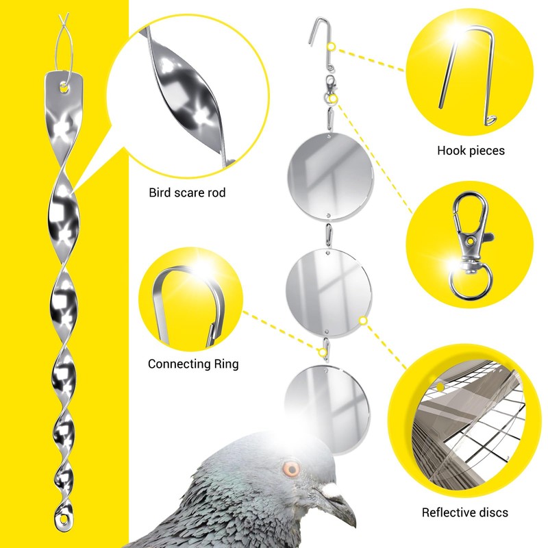 Bird Scare Devices, 3.9 Inch Large 18PCS Reflective Discs Set
