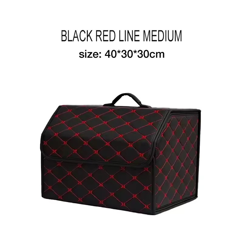Foldable PU Leather Car Trunk Organizer with Lid, Large Capacity