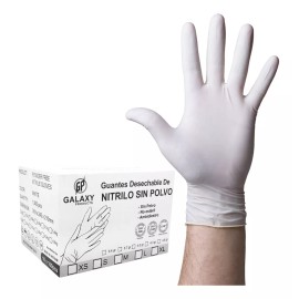 Galaxy Products 1,000 Guantes De Nitrilo Blanco Grande