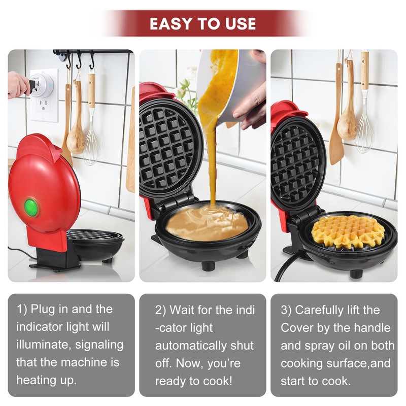 Mini Grill Machine Waffle Maker Electirc Round Griddle Sandwich Eggs