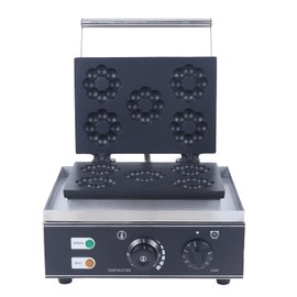 HinLIaDa Commercial Donut Machine, 1500W 5 Holes Plum Flower Waffle Iron Waffle Maker Double-sided Electric Doughnut Maker Machine, Non-stick, for Making Breakfast Lunch & Snacks