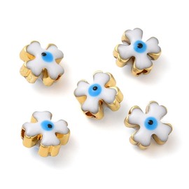 Clotiry - 50 piezas de cruz esmaltada de latón con abalorio de mal de ojo blanco en forma de cruz para joyas, pulseras, collares, manualidades