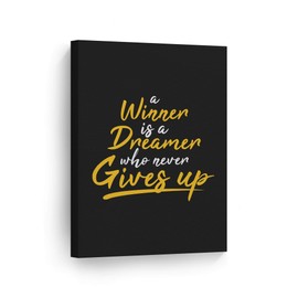 Smile Art Design A Winner is a Dreamer Who Never Gives up Hand Lettering Motivational Canvas Wall Art Inspirational Wall Art Entrepreneur Quote Print Office Living Room Decor Gift Ready to Hang 36x24