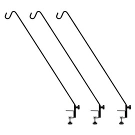 JCs Wildlife 48-Inch Heavy Duty Deck Hook with Non-Slip Clamp - Extended Reach Solid Steel Metal Deck Hook for Bird Feeders, Hanging Plants, Wind Chimes, Suet Baskets & More - 40 lbs Capacity (3-Pack)