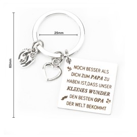 Stainless Steel Keyring with Heart Pendant and Little Feet, Unique Gifts for Boys, a Birthday Gift for the Good Grandpa, Dad or Loved One, Unique Gifts, silver