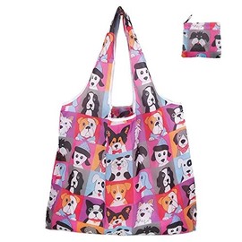 Extra Large Reusable Foldable Ladies Shopping Bag Eco Tote Handbag Fold Away Shopper Bag UK (Puppies)