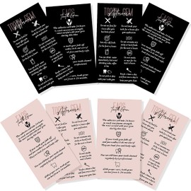 Geolet 100 Pieces Tooth Gem Aftercare and FAQS Cards Teeth Gem Instructions Cards Wallet Sized Dental Gem Card 1.97 x 3.54 Inches Double-sided Tooth Gem Guide Cards, Black and Pink