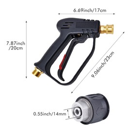 4000PSI/200BAR High Pressure Washer Gun with 5 Water Nozzle Tip, Pressure Washer Gun for Car Cleaning (M22 14MM Hose Connector & 1/4" outlet Quick Connector)