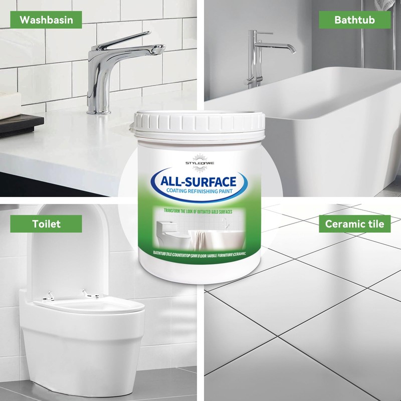 styleonme Tub and Tile Paint White, 50-60sq.ft, Bathtub Washbasin Toilet