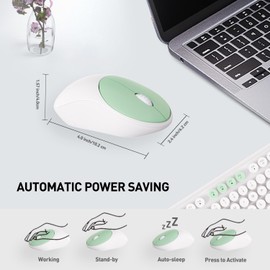 TKVPJYYI 2.4GHz Wireless Keyboard and Mouse Set with Switch Button Full-Size Keyboard Compatible for Laptop/PC/Notebook/Smart TV (White+Green)