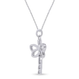 Wishrocks Dragonfly Insect Charm Pendant Necklace Jewelry for Women in 14k White Gold Over Sterling Silver Along with 18" Silver Chain