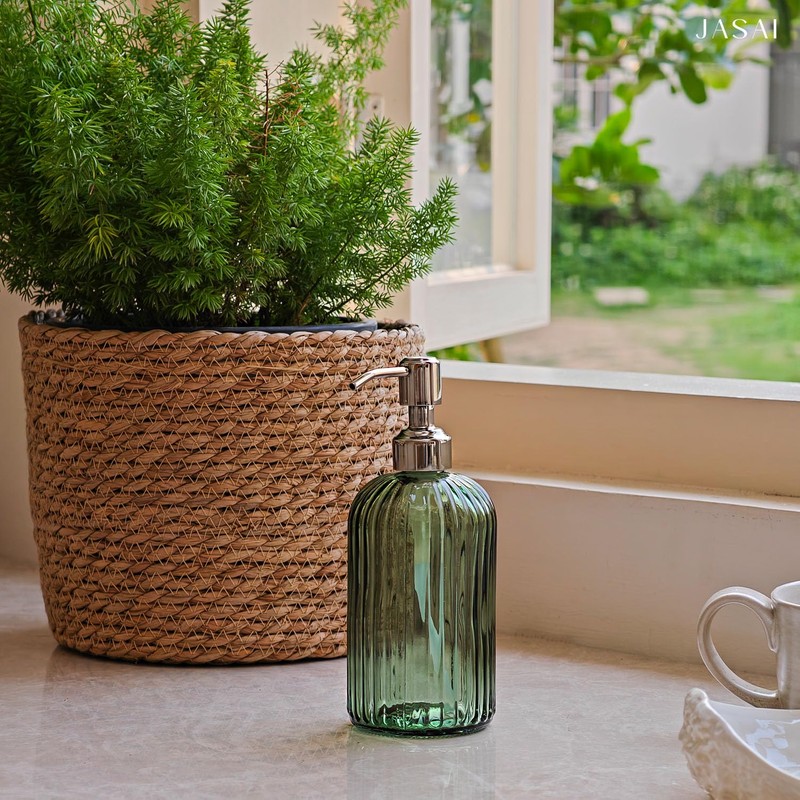 JASAI 18Oz Green Soap Dispenser with Rust Proof Pump, Refillable