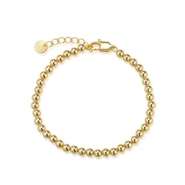 Aoliantty Bracelet, Copper,14K Golden Plated,Bead,7.6 inches(19.3cm)