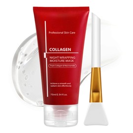 Collagen Overnight Peel-Off Mask, Overnight Face Mask,Collagen Face Mask Over-night,Coll-agen Night Wrapping Mask, Hydration &Boosts Elasticity,Soothing,Reduces Wrinkle with Brush