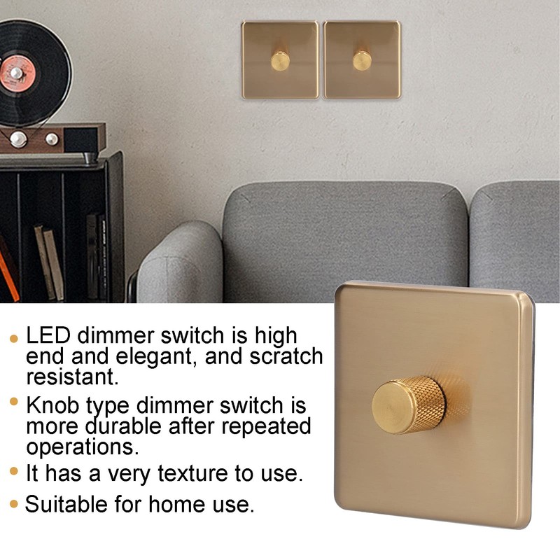 Dimmer Light Switch Stainless Steel Golden Colour Elegant Scratch-Resistant Durable