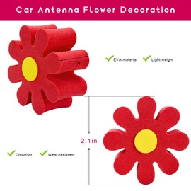 ZNDAW Daisy Car Antenna Topper, EVA Foam Daisy Antenna Decoration Rearview Mirror Dangler, Automotive Roof Toppers Lovely Flower Aerial Ball Cute Dashboard Accessory for Women Men (Red)