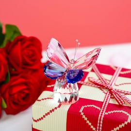 H&D - Colección de cifras de mariposas de vidrio, decoración de mesa de vidrio para el hogar