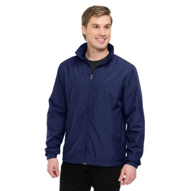 AFC Men’s Lightweight Windbreaker With Hood Water Resistant Lg to 6x Big & Tall (US, Alpha, Large, Regular, Tall, Navy)