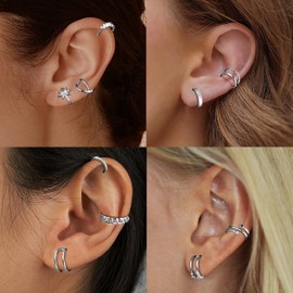 Kakonia 9Pcs Ear Cuff 14K Gold Plated Cuff Earrings Gold Ear Cuffs Non Pierced Ear Clips Cartilage Earring Fake Earrings