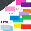 1176 Pack Rectangular Coloured Stickers Labels,12 Colours Rainbow Sticky Label,4cm