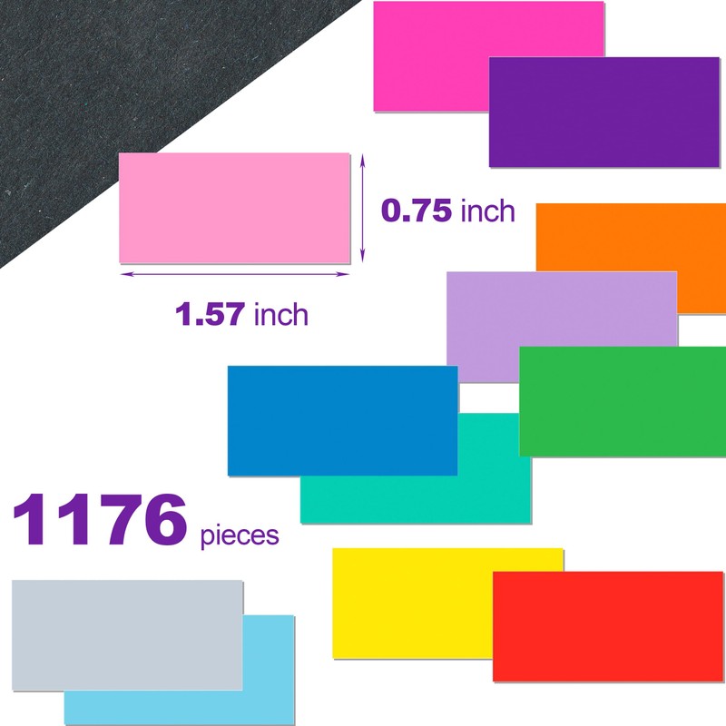 1176 Pack Rectangular Coloured Stickers Labels,12 Colours Rainbow Sticky Label,4cm
