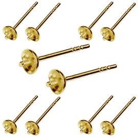 My-Bead 5 Pairs of Stud Earrings Blanks 925 Sterling Silver 24K Gold-Plated with Ear Nuts Jewellery Making Crafts Stones and Beads DIY, Sterling Silver