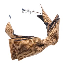 Thin Ribbed Layered Bow Headband For Women and Girls-Gold