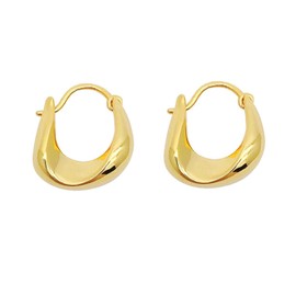 Chunky Gold Hoop Earrings for Women Gold High Polished Small Hoop Earrings Thick Geometric Statement Earrings Minimalist Hinged Clasp U Shaped Earring for Women Jewelry Gift (Gold Hoop Earrings)