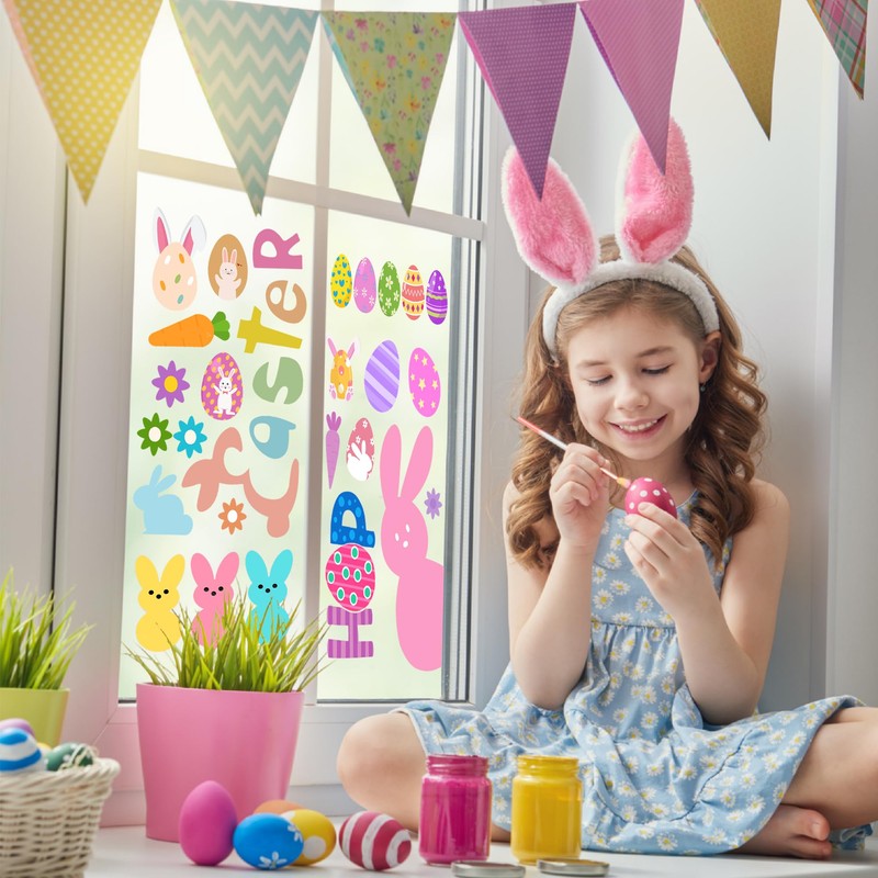 Easter Window Clings Happy Easter Bunny Rabbit Egg Window Stickers