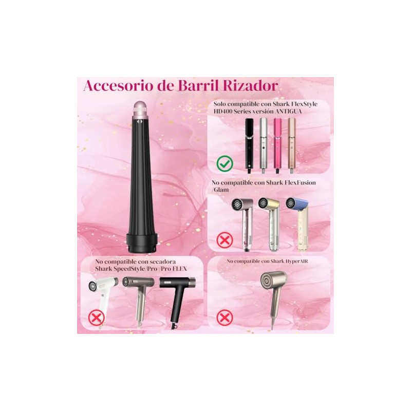 Rulo largo para accesorio Shark Flex Style, rizadores cónicos de