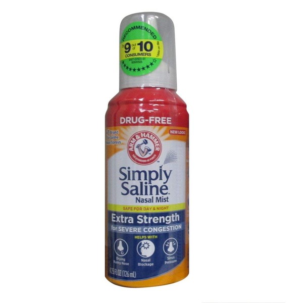 Simply Saline Nasal Mist Extra Strength Severe Congestion 4.6 oz (Pack of 12)