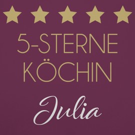 Geschenk mit Namen personalisiert by Shirtracer - Apron - Cooking Apron Women - 5 Stars Chef with Name - Gift Mum Grandma Sister Mother's Day Chef Hobby Chef Birthday, 1 eggplant