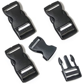 LABUYI Pack of 4 buckles, buckles, buckles and fasteners, 25 mm, buckles, click closure, backpack buckle, hard plastic, black, 3.1 x 6.5 cm