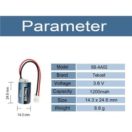 WELLVEUS「10 Pack」SB-AA02 1 2 AA 3.6V Lithium Battery for Tekcell SB-AA02 1/2 AA 3.6V Lithium Battery for LS14250 PLC Battery, 1200mAh