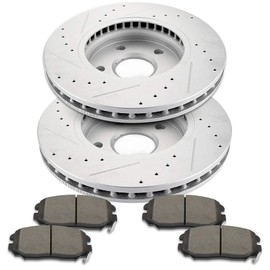 Brake Pads and Rotors Kit Front, LSAILON - Front 296mm Vented Drilled & Slotted Disc Brake Kit - For Buick LaCrosse,For Buick Regal,For Chevy For Malibu,For Chevy For Malibu Limited,For Saab 9-5