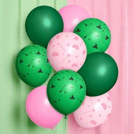 xo, Fetti Pink + Green Witch Latex Balloons - 24 pk, 12" | Birthday Decorations, Kids Wizard Decor, Bachelorette Supplies, Girls Party Favor