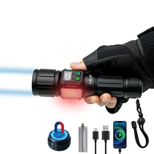 ZARLURY Linterna LED Recargable con Luz Lateral COB en Amarillo