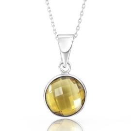 14K White Gold Citrine Necklace for Women - November Birthstone Jewelry - Teardrop Solid Gold Pendant for Brides WITH Sterling Silver Chain - Elegant Wedding Gift
