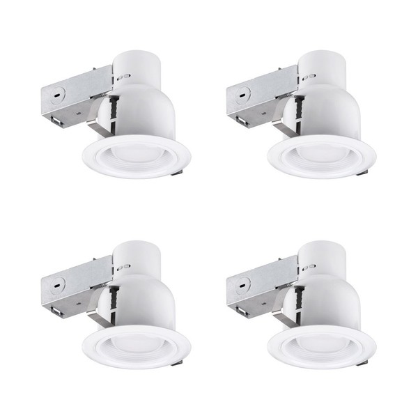 Globe Electric 90958 Recessed Lighting Kit, 4 Pack, White Round, 4 Count