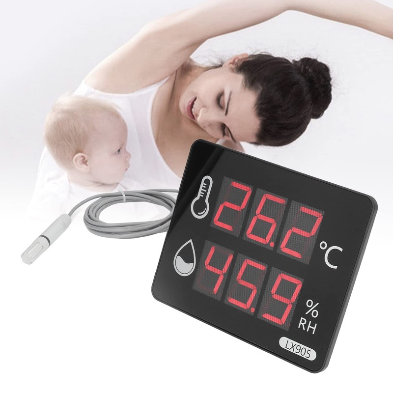 Digital Temperature Humidity Meter with External Probe LED Display Indoor