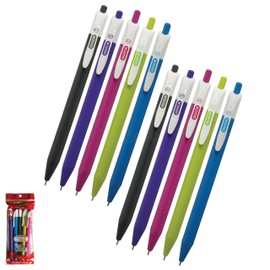 CELL Quick Ballpoint Pens, BLUE, 0.7mm Fine Point, Pack of 10, Retractable Smooth Ball Pens, School Office Home Use, ZOFAX Black Ball Pen