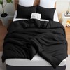 CozyLux Black Comforter Set King Size, 3 Pieces Solid Breathable
