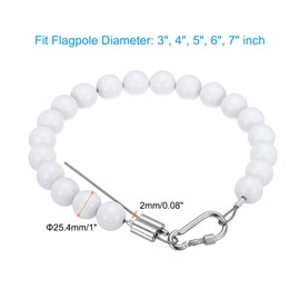 PATIKIL Flagpole Retainer Ring Flag Pole Accessories, Flag Beaded Mount Ring Fits 3" 4" 5" 6" 7" Flagpole Keep Flag Close to Pole Weight with Stainless Steel Cable for Flagpole, White