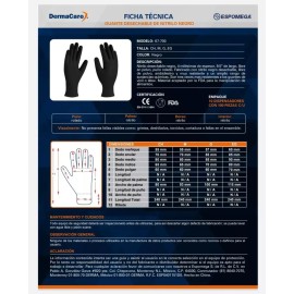 Derma Care Guantes De Nitrilo Negro Desechables Grandes C/100pzs