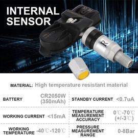 Tire Pressure Sensor,USB Tire Pressure Monitor System TPMS Internal Sensors with 4 tires' pressure or temperature for Android Car Navigation Display