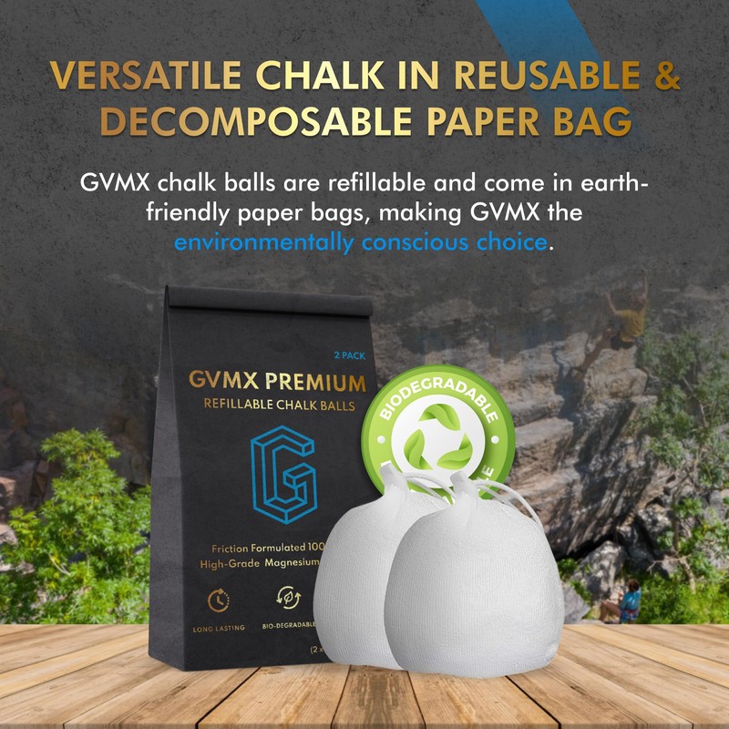 130g (2 x 65g) Premium Chalk Balls. Pro-Grade Gym Chalk