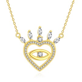 URONE Evil Eye Necklace for Women 925 Sterling Silver Evil Eye Protection Charm Pendant Chain Necklace Dainty Evil Eye Protection Jewelry