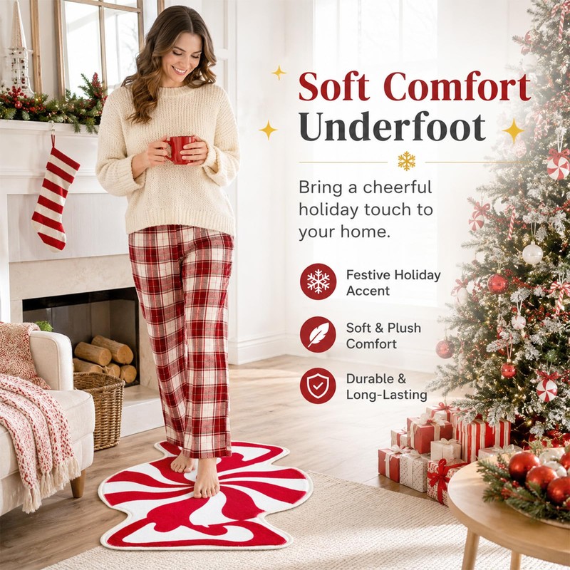 Christmas Bathroom Rug Peppermint Christmas Decor Candy Doormat Non Slip