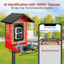 birdsnap® APS - Metal Bird Feeder with Camera Solar Panel 32GB Card, AI Identify 10000+ Birds Camera Feeder, 3 DIY Add-ons, 2K HD Live View Auto Record Bird Video, Ideal Gift for Birds Lover